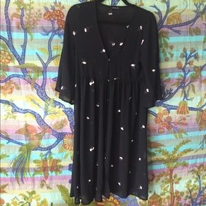 Sheer black kimono with roses